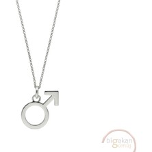 Bigakan Erkek Sembolü Taşsız Model 925 Ayar Gümüş Kadın Kolye