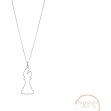 Bigakan Fil Santranç Tasarımı Taşsız Model 925 Ayar Gümüş Kadın Kolye