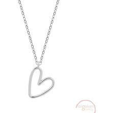 Bigakan Kalp Taşsız Model 925 Ayar Gümüş Kadın Kolye