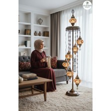 Zemaris Hediyelik El Yapımı Otantik Mozaik Lambader 7 Li (6+1 Camlı)