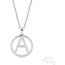 Bigakan Anarşi Sembolü Taşsız Model 925 Ayar Gümüş Kadın Kolye