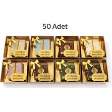 SHR Tasarım 50 Adet Isme Özel Karışık Renk Kutulu Mini Kuran Seti Hac Umre Mevlüt Yenidoğan  Nişan Hediyelik