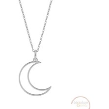 Bigakan Hilal Taşsız Model 925 Ayar Gümüş Kadın Kolye