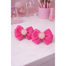 Nati Co Kız Bebek Koyu Pembe Taş Detaylı Fiyonk Toka Seti