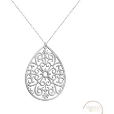 Bigakan Spiral Motifli Damla Taşsız Model 925 Ayar Gümüş Kadın Kolye