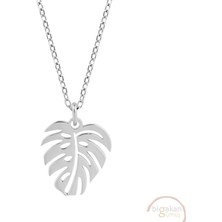 Bigakan Yaprak Ağaç Yaprağı Taşsız Model 925 Ayar Gümüş Kadın Kolye