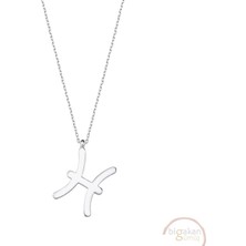 Bigakan Balık Burcu Astroloji Burç Pisces Taşsız Model 925 Ayar Gümüş Kadın Kolye