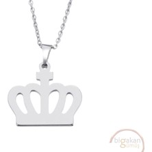 Bigakan Kraliçe Tacı Taşsız Model 925 Ayar Gümüş Kadın Kolye