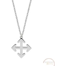 Bigakan Yön Yukarı Aşağı Sol Soğ Işareti Taşsız Model 925 Ayar Gümüş Kadın Kolye