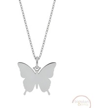 Bigakan Kelebek Zarif Taşsız Model 925 Ayar Gümüş Kadın Kolye