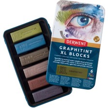 Derwent : Renkli Grafit (Graphitint) Xl Blok Seti : 6 Renk (Metal Kutu)