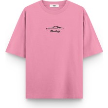 Overoz Klasik Araba Ford Mustang Baskılı Yarı Oversize Unisex T-Shirt 1184