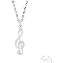 Bigakan Sol Anahtarı Müzik Notası Taşsız Model 925 Ayar Gümüş Kadın Kolye