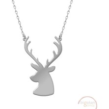 Bigakan Ala Geyik Boynuzlu Taşsız Model 925 Ayar Gümüş Kadın Kolye