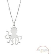 Bigakan Ahtapot Taşsız Model 925 Ayar Gümüş Kadın Kolye