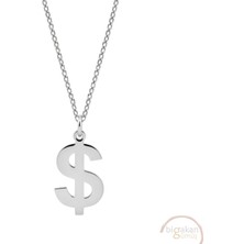 Bigakan Dolar Para Birimi Taşsız Model 925 Ayar Gümüş Kadın Kolye