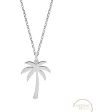 Bigakan Palmiye Ağacı Taşsız Model 925 Ayar Gümüş Kadın Kolye