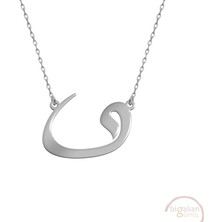 Bigakan Waw Vav Harfi Taşsız Model 925 Ayar Gümüş Kadın Kolye