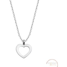 Bigakan Kalp Taşsız Model 925 Ayar Gümüş Kadın Kolye