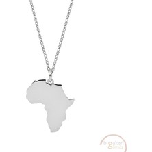 Bigakan Afrika Kıtası Taşsız Model 925 Ayar Gümüş Kadın Kolye