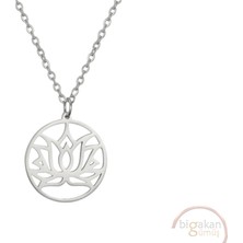 Bigakan Lotus Çiçeği Taşsız Model 925 Ayar Gümüş Kadın Kolye