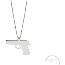 Bigakan Silah Kuru Sıkı Taşsız Model 925 Ayar Gümüş Kadın Kolye