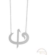 Bigakan Elif Vav Waw Arapça Taşsız Model 925 Ayar Gümüş Kadın Kolye