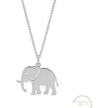 Bigakan Fil Yan Profil Taşsız Model 925 Ayar Gümüş Kadın Kolye