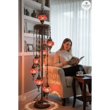 Zemaris Hediyelik El Yapımı Otantik Mozaik Lambader 7 Li (6+1 Camlı)