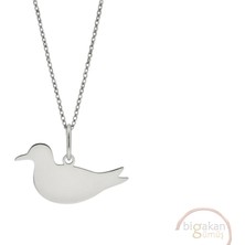 Bigakan Martı Taşsız Model 925 Ayar Gümüş Kadın Kolye