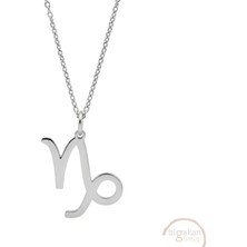 Bigakan Oğlak Burcu Astroloji Capricorn Taşsız Model 925 Ayar Gümüş Kadın Kolye