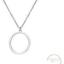 Bigakan Yuvarlak Daire Sembölü Ince Taşsız Model 925 Ayar Gümüş Kadın Kolye