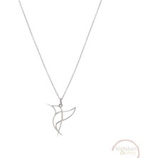 Bigakan Kuş Origami Taşsız Model 925 Ayar Gümüş Kadın Kolye