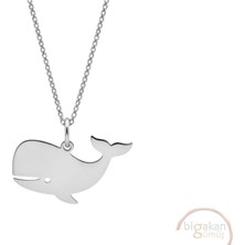 Bigakan Balina Taşsız Model 925 Ayar Gümüş Kadın Kolye