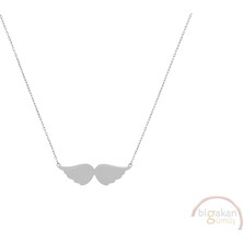 Bigakan Peri Kanadı Zarif Taşsız Model 925 Ayar Gümüş Kadın Kolye