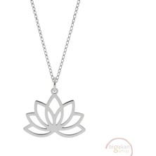 Bigakan Lotus Çiçeği Taşsız Model 925 Ayar Gümüş Kadın Kolye