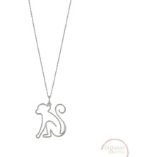 Bigakan Maymun Punch Bebek Maymun Taşsız Model 925 Ayar Gümüş Kadın Kolye