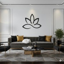 As Tasarım Lazer ÇİÇEK005 Model Duvar Dekorasyon Süs Siyah Renk 50 x 50 cm Tek Parça