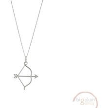 Bigakan Ok Yay Taşsız Model 925 Ayar Gümüş Kadın Kolye