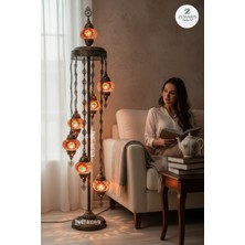 Zemaris Hediyelik El Yapımı Otantik Mozaik Lambader 7 Li (6+1 Camlı)