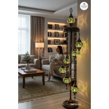 Zemaris Hediyelik El Yapımı Otantik Mozaik Lambader 7 Li (6+1 Camlı)