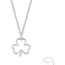 Bigakan 3 Üç Yapraklı Yonca Taşsız Model 925 Ayar Gümüş Kadın Kolye