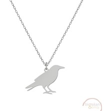 Bigakan Kuzgun Karga Figürü Taşsız Model 925 Ayar Gümüş Kadın Kolye