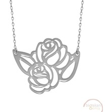 Bigakan Gül Yaprak Taşsız Model 925 Ayar Gümüş Kadın Kolye