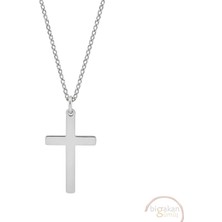 Bigakan Haç Sembölü Taşsız Model 925 Ayar Gümüş Kadın Kolye