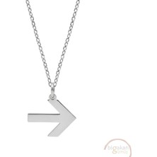 Bigakan Sağ Ok Yönü Taşsız Model 925 Ayar Gümüş Kadın Kolye