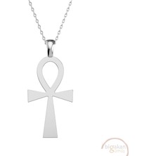 Bigakan Ankh Hayat Anahtarı Hayat Döngüsü Bereket Yaşam Taşsız Model 925 Ayar Gümüş Kadın Kolye