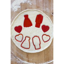 Karmelom Studio Gelin Damat Temalı Kurabiye Kalıbı ve Damga Seti - Düğün, Nişan Için Şekillendirici Set (8 Parça)