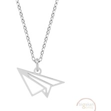 Bigakan Uçak Origami Taşsız Model 925 Ayar Gümüş Kadın Kolye