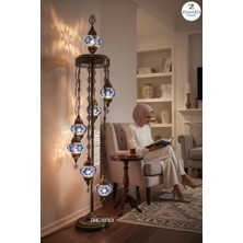 Zemaris Hediyelik El Yapımı Otantik Mozaik Lambader 7 Li (6+1 Camlı)